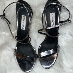 Silver/Gray Strappy Heels